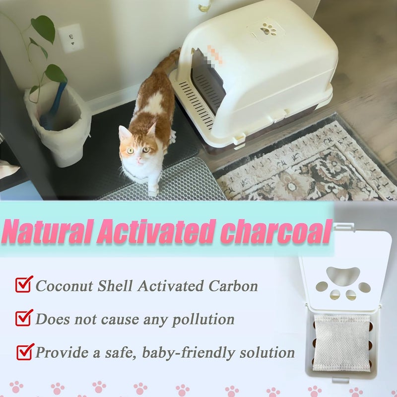 PurifyLogix 12 Pack Universal Odor Eliminator for Hooded Cat Litter Box, Natural Activated Charcoal Filters Refills, Cat Toilet Odor Control Replacement for Automatic Litter Box - Image 5